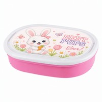 Boîte à lunch en plastique de haute qualité, motif dessin animé, avec couvercle en plastique, écologique, micro-ondable, empilable, à un seul niveau, pour l'école et les sorties des enfants
