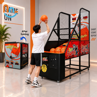 Machine de jeu d'arcade de basket-ball d'intérieur Joy2fun à monnayeur avec tableau LED, construction personnalisable en métal et plastique