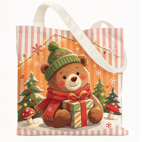 Foldable Custom Printed <b>Christmas</b> Snowman Design Washable Recoverable Shopping Travel <b>Gift</b> Canvas Cotton Tote <b>Bags</b> with Handles - Product Image 4