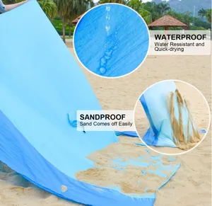 특대 모래 프리 비치 매트 방수 모래 방지 캠핑 비치 담요 포켓 피크닉 매트 휴대용