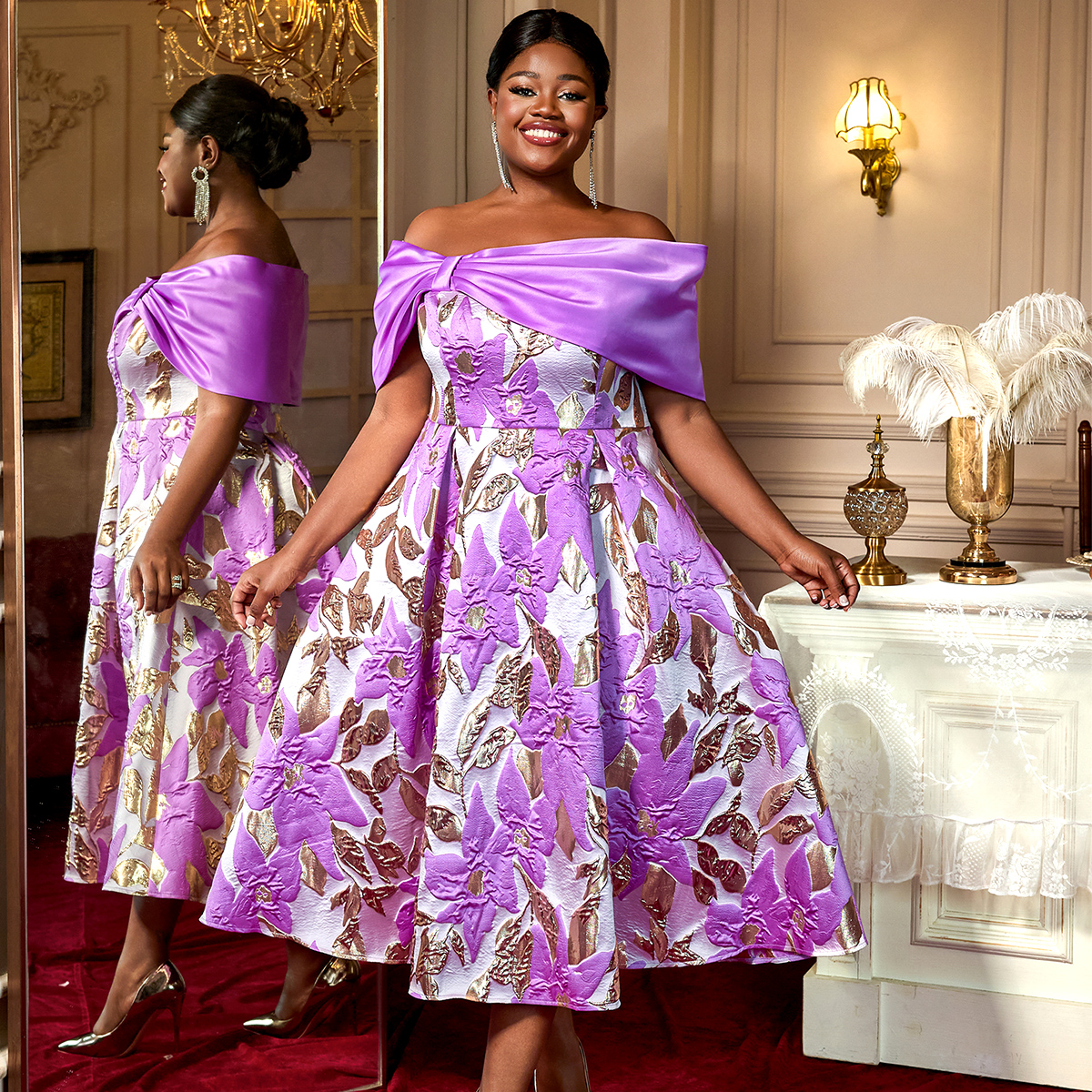Off Shoulder Purple Dress - Elegant & Sexy New Design