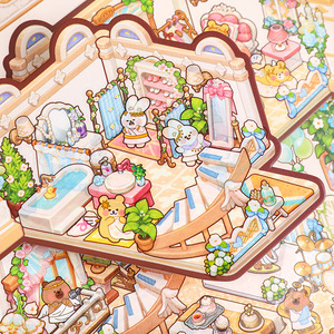 4 autocollants par paquet Cute Power Tri-fold Third Bullet Fun Miniature Aquascape Decoration Cut Film Sticker Book - Product Image 3