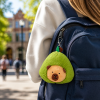 Porte-clés en peluche Zaves écologique et durable en forme d'avocat vert, avec logo personnalisé, unisexe, pour sacs à dos scolaires et clés de voiture, qualité supérieure