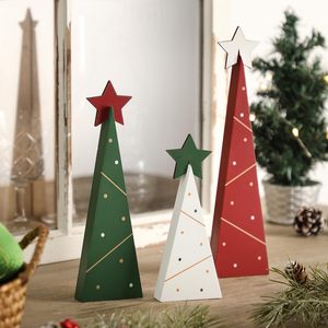 Juego de árboles de Navidad de madera, decoración de escritorio en miniatura, adorno artesanal de tres piezas, decoración navideña para mesa - Product Image 2