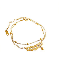 Cheville en acier inoxydable plaqué or 18 carats, double couche, avec pièce de monnaie des cinq empereurs, style chinois tendance, simple et élégante, pour femme, idéale pour les fêtes