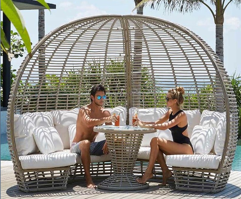 Outdoor garden patio rattan daybed chaise lounge chair furniture sets