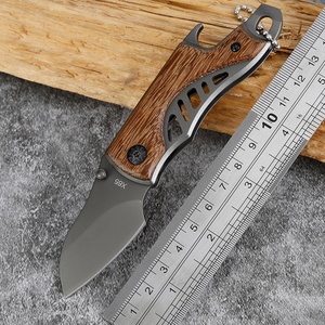 Cuchillo Plegable Multifuncional de Acero Inoxidable Personalizable OEM con Mango de Madera para Supervivencia al Aire Libre, Camping y Bricolaje HK - Product Image 1