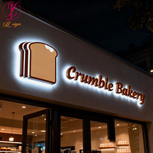 Insegna LED Retroilluminata per Panetteria, Lettere 3D in Acrilico, Logo Personalizzato, Segnaletica in Metallo Illuminata per Esterni per Pasticcerie - Product Image 1