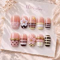 Ongles à presser en acrylique PMMA faits main, forme carrée 2.0, courbe 3D française, couverture complète, réutilisables, personnalisables, 10 pièces, marque privée