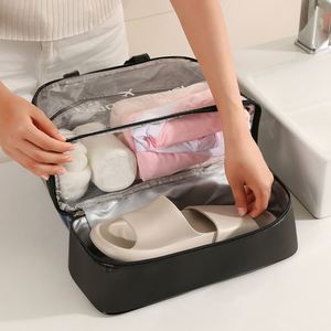 Organisateur de maquillage transparent avec poignée pour les voyages et l'usage quotidien, en PVC, pour la plage - Product Image 2