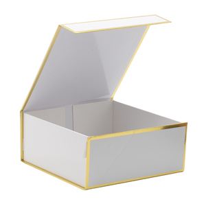 High Quality White <b>Box</b> with Custom Printing Gold Brim Clam Shell <b>Box</b> with Magnetic Closure for Clothing Shoes Garment Packing - Product Image 6