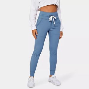 Jogging pour femmes de haute qualité avec logo personnalisé, nouveau style, entraînement, cordon de serrage, poche latérale, jogging uni de longueur totale pour femmes, pantalon - Product Image 4