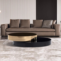 Table basse de luxe Gainesville, mobilier moderne pour salon, table basse ronde en marbre et acier inoxydable avec plateau en verre