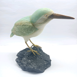 Cuarzo Azul/Calcita Negra, Tallado de Pájaro de Arte Popular para Regalos Navideños BJ1116 - Product Image 3