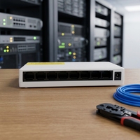 Switch réseau QoS empilable 8 ports 10/100 Mbps Full-Duplex 1,6 Gbit/s, en plastique, Plug & Play, pour bureau à domicile, caméra IP, stock disponible, garantie 2 ans