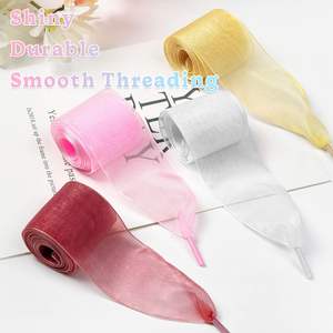 Lacets de chaussures en gros, plats, décontractés, en polyester, en soie, en organza, en satin fantaisie, pour baskets, bottes, élastiques personnalisés - Product Image 4