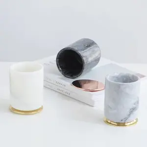 Tamanho personalizado Decoração Vela Jar Candle Holder 3 Pcs Cozinha Hermético Cerâmica Porcelana Mármore Canister