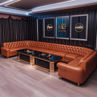 Ensemble de meubles de restaurant KTV au design luxueux et personnalisé, canapé d'angle en forme de L, table basse légère, combinaison pour hôtel, école, centre commercial