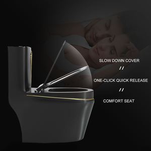 WC monobloc moderne noir électroplaqué, à poser au sol, à double chasse, avec siphon en S et réglage <span class=keywords><strong>de</strong></span> la pression <span class=keywords><strong>de</strong></span> l'<span class=keywords><strong>eau</strong></span>, idéal pour les hôtels - Product Image 4