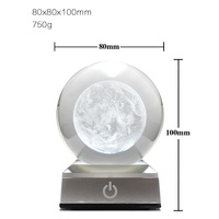 Vente en gros de boule de cristal de Mars créative veilleuse ornements lampe boule de cristal 3d avec base led