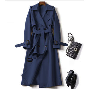 Manteau trench pour femme de style britannique, mi-long, ceinture, couleur unie, tendance - Product Image 2