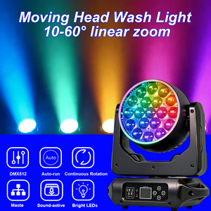 Projecteur <span class=keywords><strong>de</strong></span> scène à tête mobile 19x15W RGBW 4-en-1 Zoom Wash, faisceau 10-60°, rotation panoramique/inclinaison 540°, stroboscope ultra-rapide, DMX512, son - Product Image 2