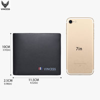 Dompet Kulit Asli Merek VINCESS untuk Pria dengan Desain Stylish, Cocok untuk Kartu Kredit, Dompet Lipat dengan Pemblokir RFID