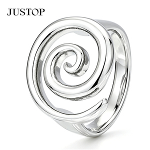 304 316 JUSTOP Modern Stainless Steel <b>Silver</b> Plated <b>Ring</b> Unisex Daily Wear Fashion Jewelry Geometric Design Open Adjustable Band - Product Image 4