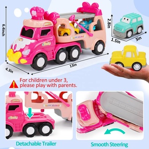 5-en-1 rose <span class=keywords><strong>princesse</strong></span> Transport voiture transporteur camion enfant en bas âge jouets lumières musique dessin animé caractéristiques roue libre jouet voiture pour filles en plastique - Product Image 5