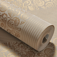 Papier peint à rayures verticales 3D de style européen Champagne Chambre à coucher Salon Hôtel Ingénierie Papier peint moderne simple