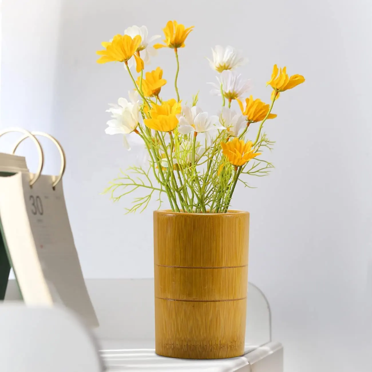 Jozda Modern Bamboo Flower Vase Decorations Tall Wooden Vase For Home Decor Indoor Desk Decoration