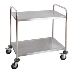 Stainless Steel Buffet <b>Cart</b> with Lockable Brake Wheels, 2-Tier Mobile Serving <b>Trolley</b> for Banquet Halls & Event Catering - Product Image 1