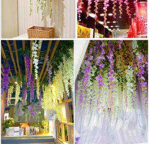 Decorazione di nozze in seta artificiale glicine di fiori pendenti in Rattan fiori della sposa ghirlanda per Home Garden <span class=keywords><strong>Hotel</strong></span> - Product Image 4