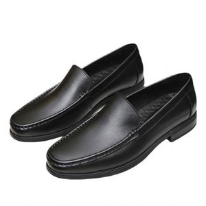 Mocassins de bureau de luxe personnalisés à bout carré noir, en cuir véritable respirant et léger, à lacets, pour printemps-été - Product Image 4