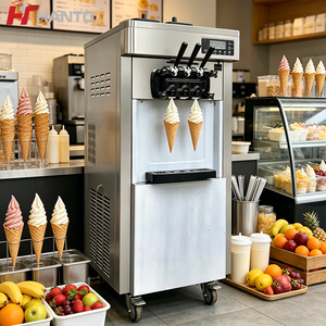 Machine à cornets de crème glacée entièrement automatique, équipement de comptoir pour cornets de crème glacée, machine à crème glacée aux fruits tricolore - Product Image 1