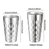 Mug à bière en acier inoxydable 304 de 450/550 ml, mug à thé, mug pour boissons, pour les restaurants, les bars, les barbecues, tasse à double paroi