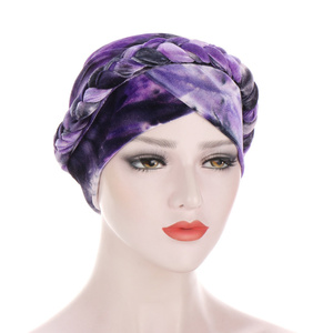 HZO-18153 Femmes Velours Turban pour Pré-Noué Tresse Torsadée Bouchon <span class=keywords><strong>Chimio</strong></span> Cancer Cheveux Couverture Chapeau - Product Image 4