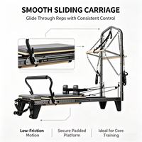 Hitam untuk Half Tower Aluminum Pilates Reformer dengan Ladder Barrel Mesin Pilates Portabel untuk Rumah & Studio Komersial Ringan
