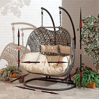 Rotin résistant aux UV étanche oeuf chaise balançoire 2 places extérieur jardin suspendu patio balançoire chaise pour parc et villa