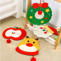 Grattoir mural pour chat en sisal de Noël, motif Père Noël, pomme, renne, couronne, tapis à gratter suspendu pour chats d'intérieur