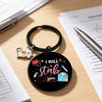 Porte-clés commémoratif, cadeau tendance pour la Journée des infirmières, porte-clés en métal inoxydable à motifs multicolores, vente en gros personnalisée