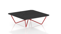 Table basse carrée minimaliste en bois, cadre en métal rouge en forme de V, style moderne, pour salon, chambre, hôtel, emballage Guangdong Mail Packing Y
