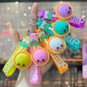 Wholesale Cute Cartoon Bun Squishy Keychain TPR Squeeze Stress Relief Fidget Toy <b>Wrist</b> <b>Strap</b> Bag Pendant Kids Gift - Product Image 1