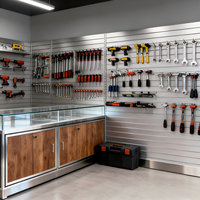 Sistem Lemari Pajang Peralatan Toko Perkakas Kustom Dengan Set Perlengkapan, Rak Papan Pegboard Dinding, dan Showcase Kaca OEM ODM Perlengkapan Ritel