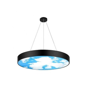 Lampada a Sospensione LED per Ufficio, Sala Conferenze, Moderna e Semplice, Circolare, per Palestra, Commerciale, Cielo Blu <span class=keywords><strong>Nuvole</strong></span> Bianche, IP42 5000K, Corpo Nero - Product Image 6