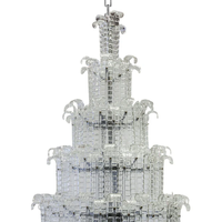 Grande Suspension LED Verticale Style Lustre en Verre, Blanc Chaud, Intensité Variable, en Fer et Verre pour Hall d'Entrée, Salon, Escalier