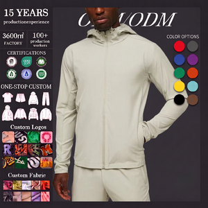 Chaqueta Deportiva Ligera Personalizada para <span class=keywords><strong>Hombre</strong></span>, <span class=keywords><strong>Cortavientos</strong></span> Softshell con Cremallera Completa y Capucha, Transpirable, para Gimnasio y Fitness - Product Image 1
