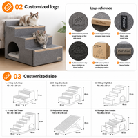 YUMENG Escalier pour chien 2-en-1 avec niche pour chat, rampe pour animaux de compagnie en feutre gris à 3 marches de 15,7 po de hauteur pour canapé et lit, 23,6x11,8x15,7 pouces