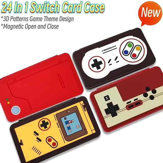 Retro Design Game Card Case 24 Card Slots 3D Image Storage Case For nintendo switch oled Game Card Box Cartridge Accessories