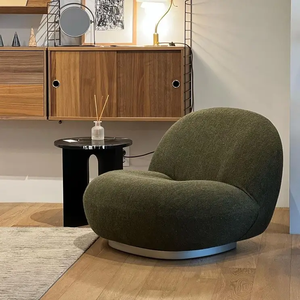 Fauteuil pivotant moderne en fer bronzé de style nordique pour salon, salle à manger, chaise de loisirs pour appartement et hôtel - Product Image 5